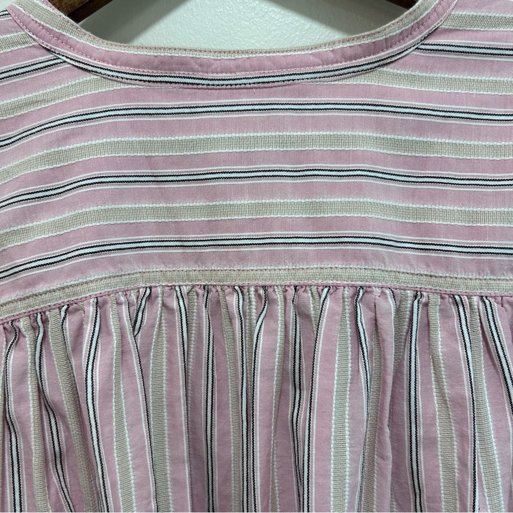 J. Crew Cotton Poplin Mini Dress Stripe Pink Tie Waist Size M/L BI634 Summer ‘22 - Picture 7 of 9